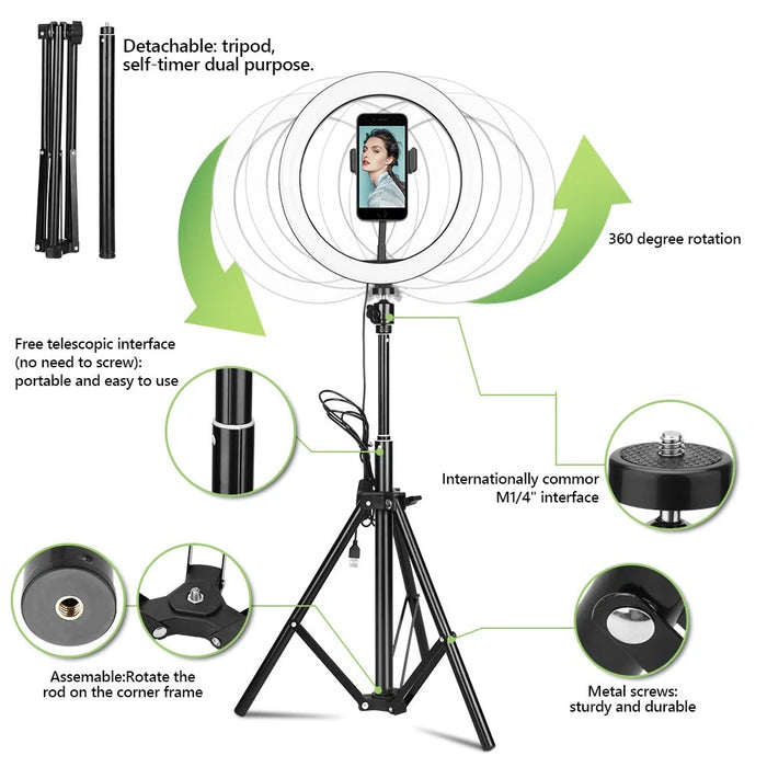 1.6M Adjustable Tripod Stand for Vlogs Live Stream Self-Portrait Shooting - 6