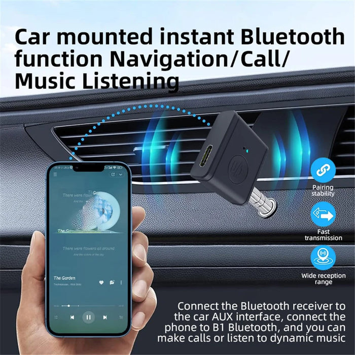B1 3.5mm Car Audio Adapter HiFi Sound Hand-Free Call Bluetooth-compatible 5.3 AUX Receiver - 6