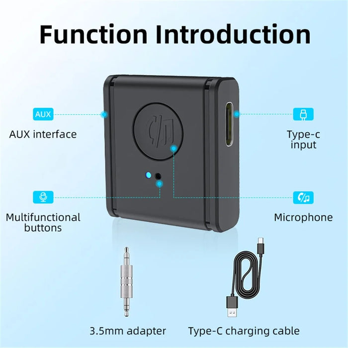 B1 3.5mm Car Audio Adapter HiFi Sound Hand-Free Call Bluetooth-compatible 5.3 AUX Receiver - 7
