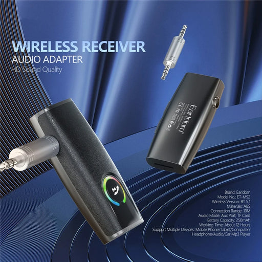 EARLDOM ET-M92 Bluetooth-compatible 5.3 Car Audio Adapter Hand-Free Call 3.5mm AUX Receiver - 2