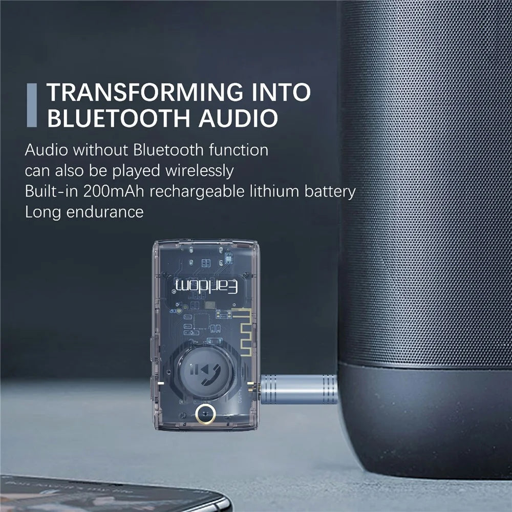 EARLDOM ET-BR01 Transparent Bluetooth-compatible 5.3 Audio Receiver Car Hand-Free Call 3.5mm AUX Adapter - 6