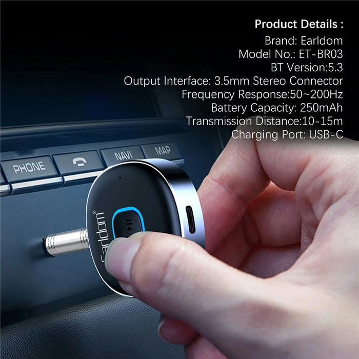 EARLDOM ET-BR03 Bluetooth-compatible 5.3 Wireless Receiver 3.5mm AUX Car Audio System Speaker Adapter - 3