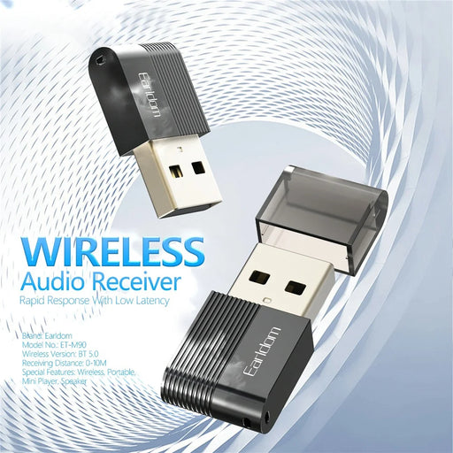 EARLDOM M90 USB Wireless Audio Adapter Bluetooth-compatible 5.0 Audio Receiver Transmitter for Car, Computer - 2