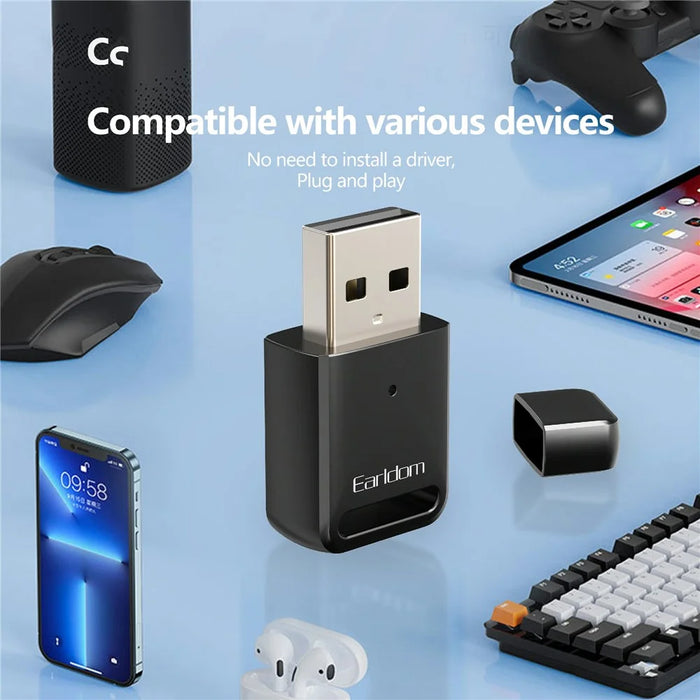 EARLDOM M91 USB Computer Bluetooth-compatible 5.0 Receiver Adapter for Mouse, Keyboard, Speaker - 7