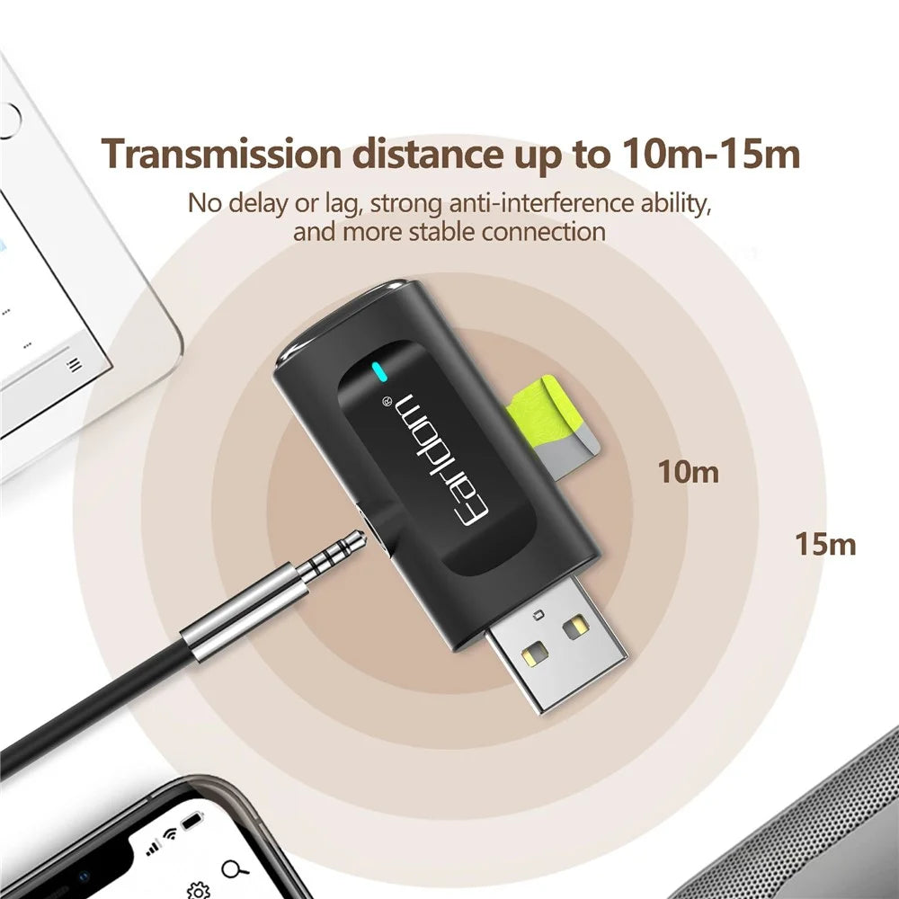 EARLDOM ET-BR06 Car Bluetooth-compatible 5.3 Receiver Audio Adapter with TF Card, AUX Port - 7