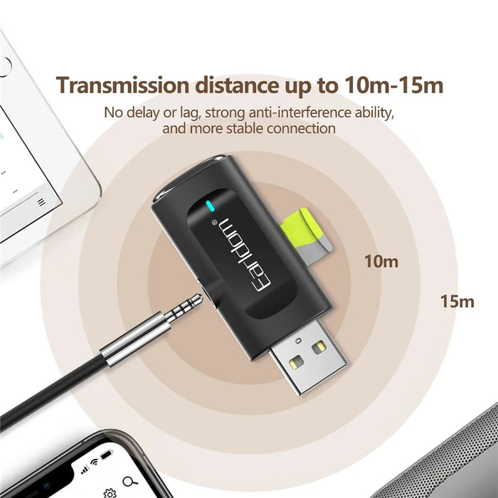 EARLDOM ET-BR06 Car Bluetooth-compatible 5.3 Receiver Audio Adapter with TF Card, AUX Port - 7