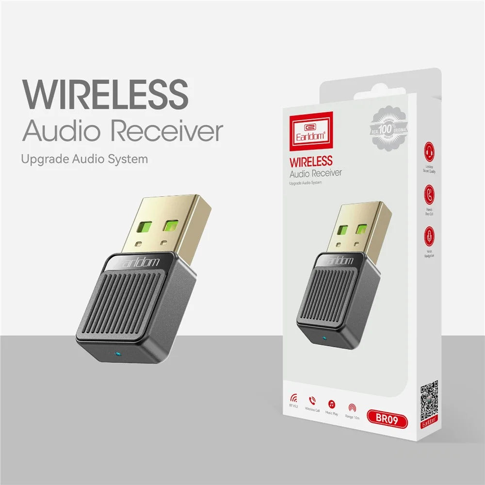EARLDOM ET-BR09 USB Bluetooth-compatible Adapter Car Audio Speaker Wireless Audio Receiver - Black - 2