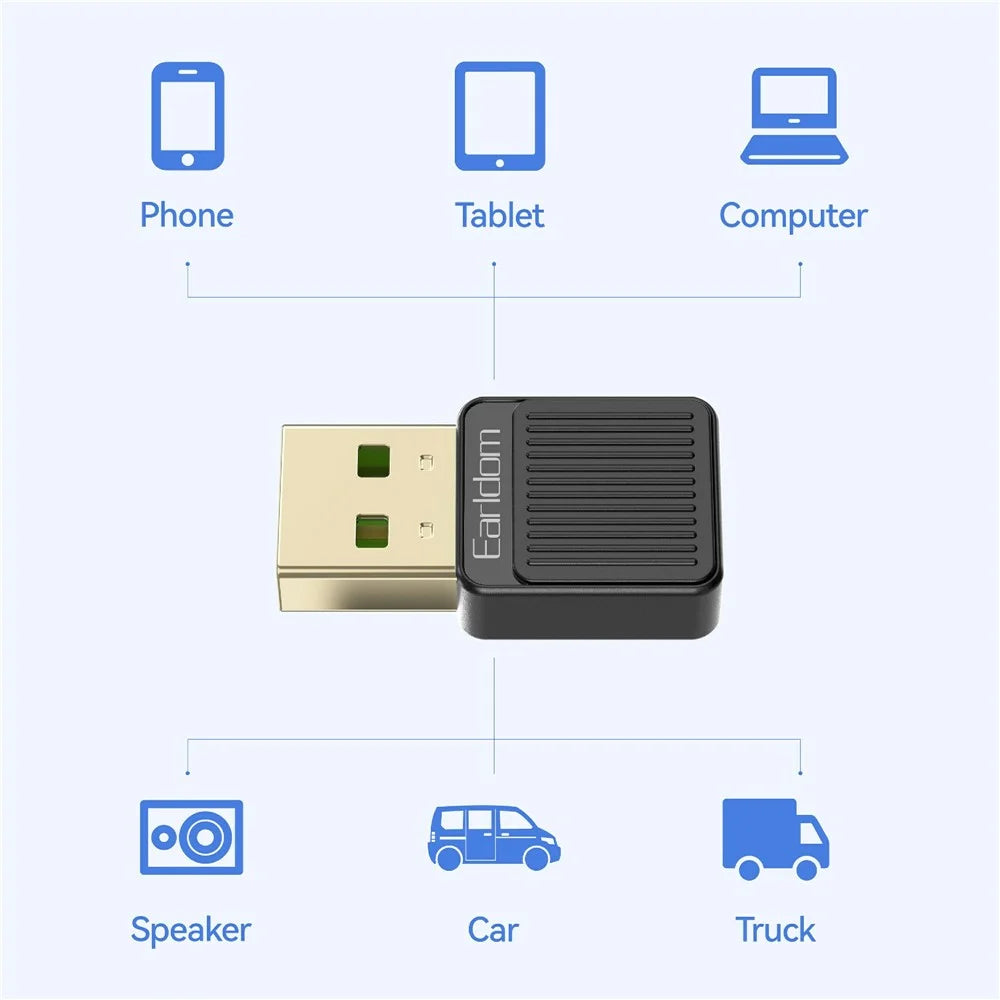 EARLDOM ET-BR09 USB Bluetooth-compatible Adapter Car Audio Speaker Wireless Audio Receiver - Black - 3