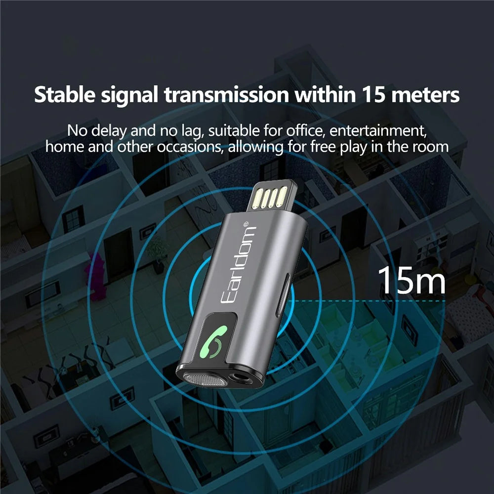 EARLDOM ET-BR12 Bluetooth-compatible 5.3 Audio Receiver AUX TF Music Playback USB Adapter - 4