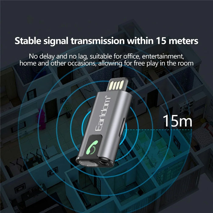 EARLDOM ET-BR12 Bluetooth-compatible 5.3 Audio Receiver AUX TF Music Playback USB Adapter - 4