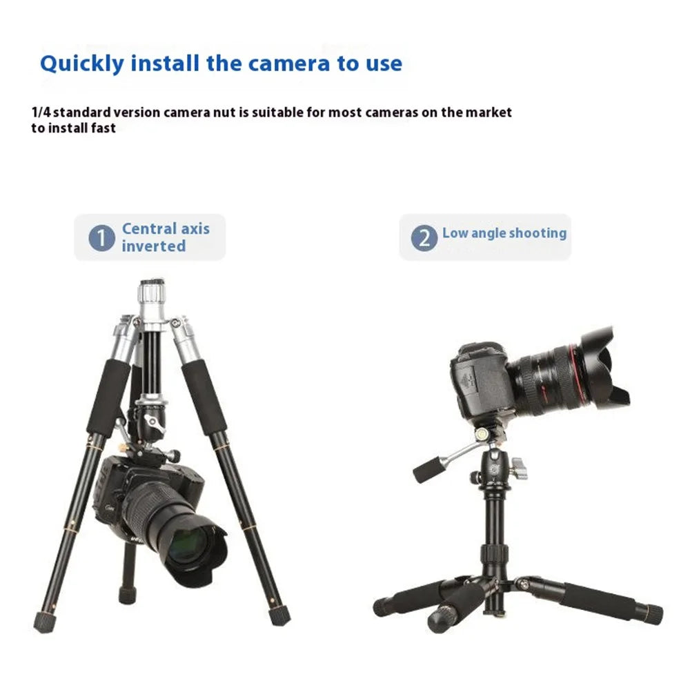 QZSD Q166D SLR Camera Desktop Stand Aluminum Alloy Telescopic Photography Tripod - Grey - 3