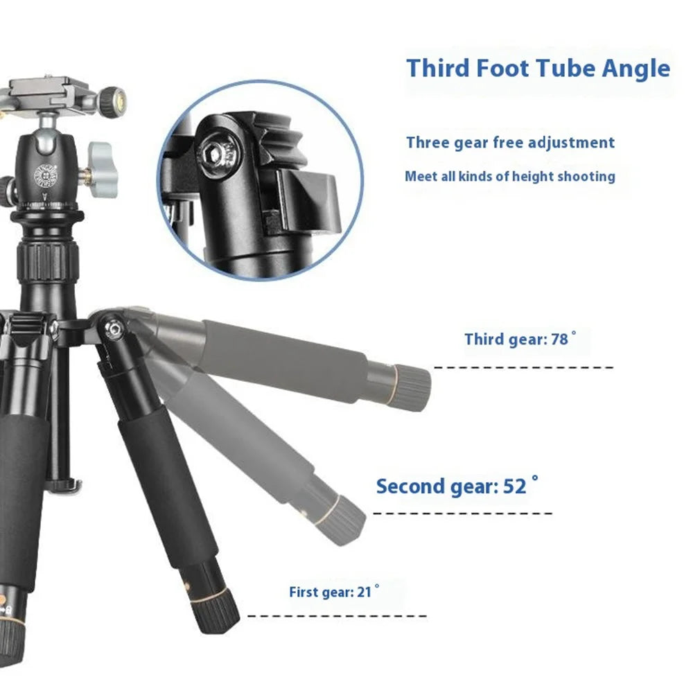 QZSD Q166D SLR Camera Desktop Stand Aluminum Alloy Telescopic Photography Tripod - Grey - 4