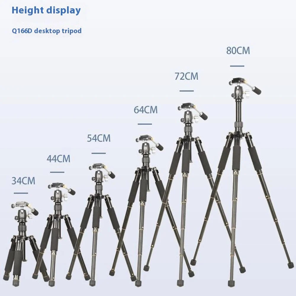 QZSD Q166D SLR Camera Desktop Stand Aluminum Alloy Telescopic Photography Tripod - Grey - 6