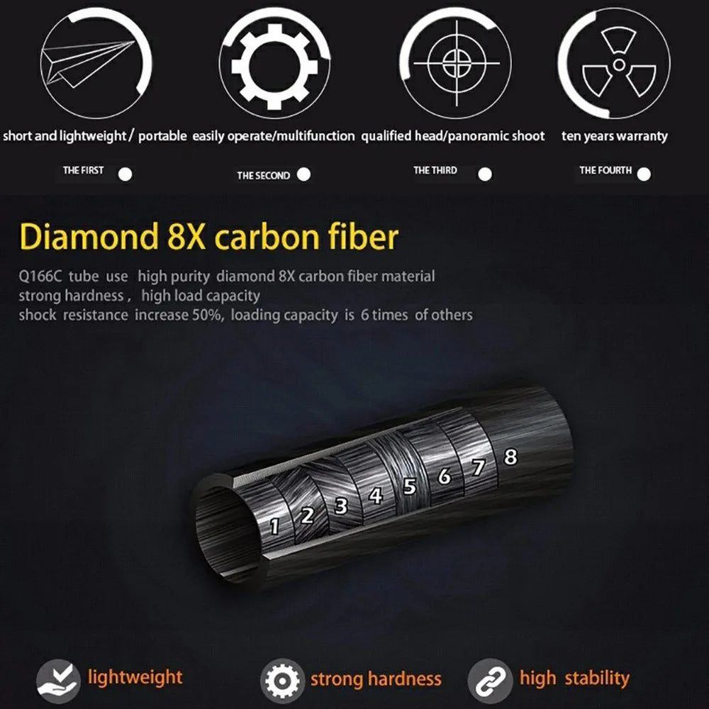 QZSD 8KG Max Load Carbon Fiber Mini Tripod with 360 Degree Rotating Ball Head for DSLR Cameras - 3