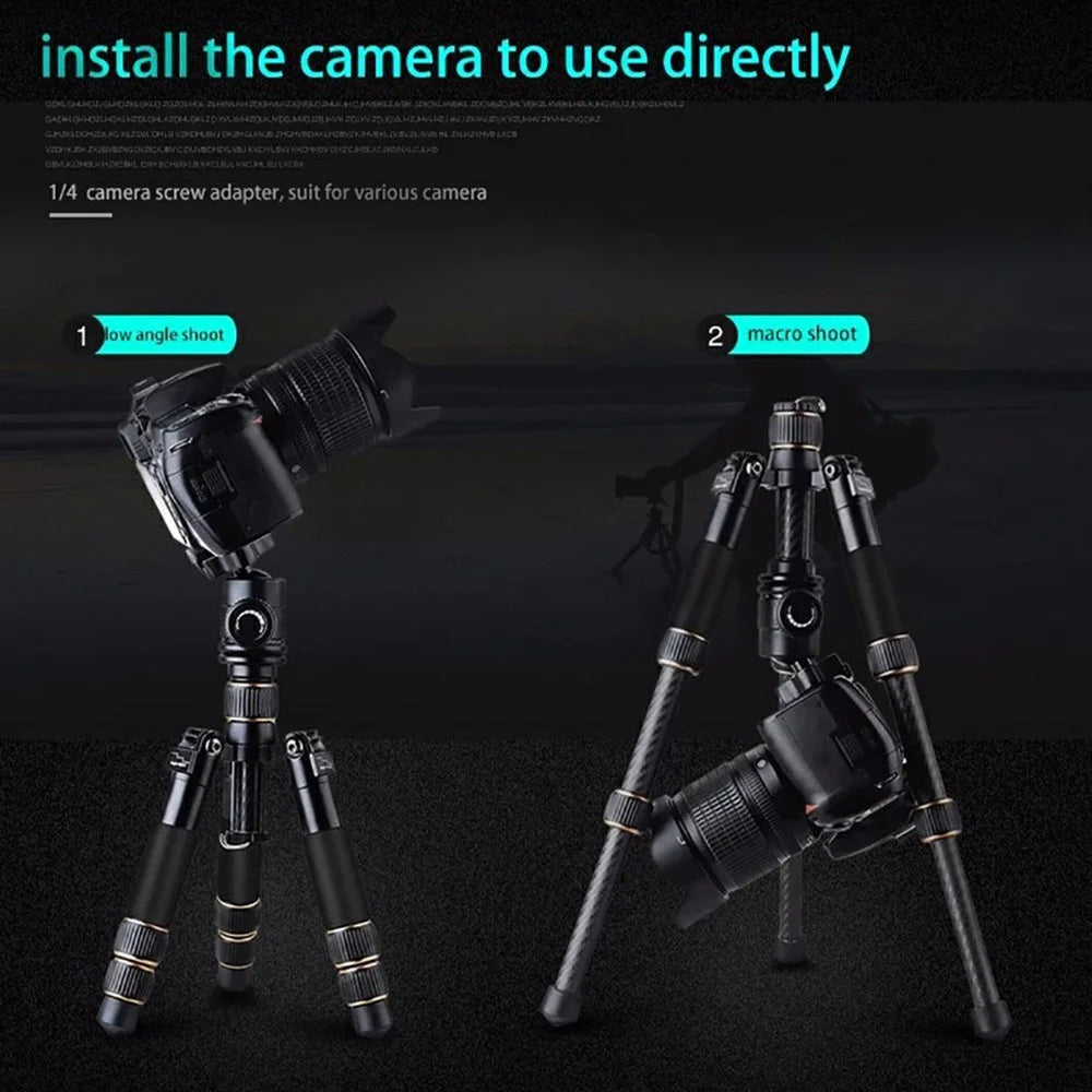 QZSD 8KG Max Load Carbon Fiber Mini Tripod with 360 Degree Rotating Ball Head for DSLR Cameras - 5