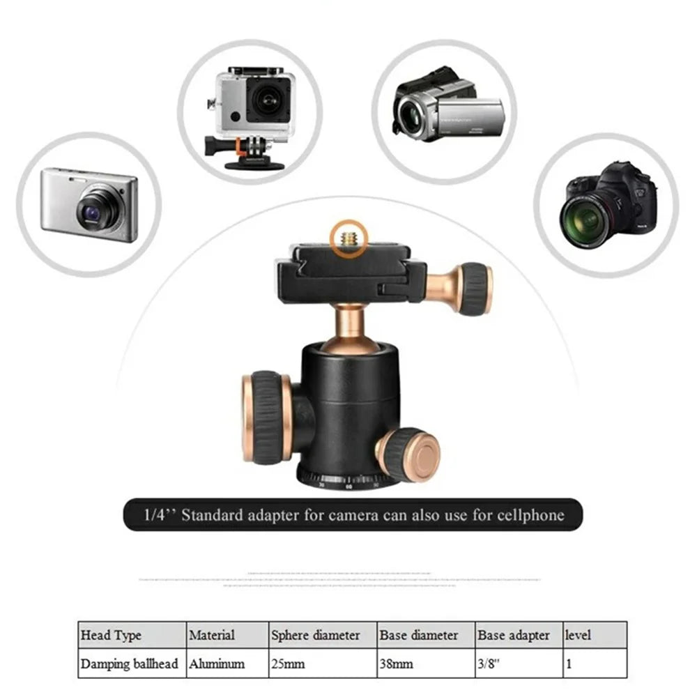 QZSD Q166 21-55cm Adjustable Height CNC Aluminum Alloy Mini Desktop Tripod with Ball Pan Head - 3