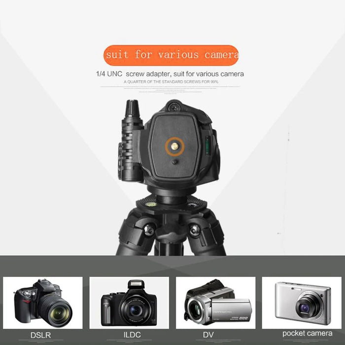 QZSD Damping Panhead Adjustable Height Aluminum Alloy Mini Tripod with Level and Compass - 2