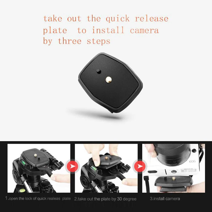QZSD Damping Panhead Adjustable Height Aluminum Alloy Mini Tripod with Level and Compass - 3