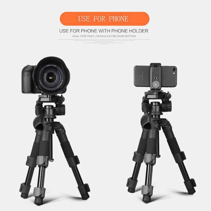 QZSD Damping Panhead Adjustable Height Aluminum Alloy Mini Tripod with Level and Compass - 4