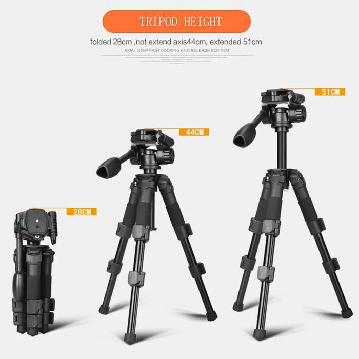 QZSD Damping Panhead Adjustable Height Aluminum Alloy Mini Tripod with Level and Compass - 6