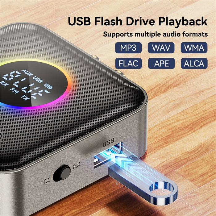OMS-M10 Bluetooth-compatible 5.4 Transmitter FM Audio Bluetooth-compatible Receiver Adapter Support U Disk Music Play - 6