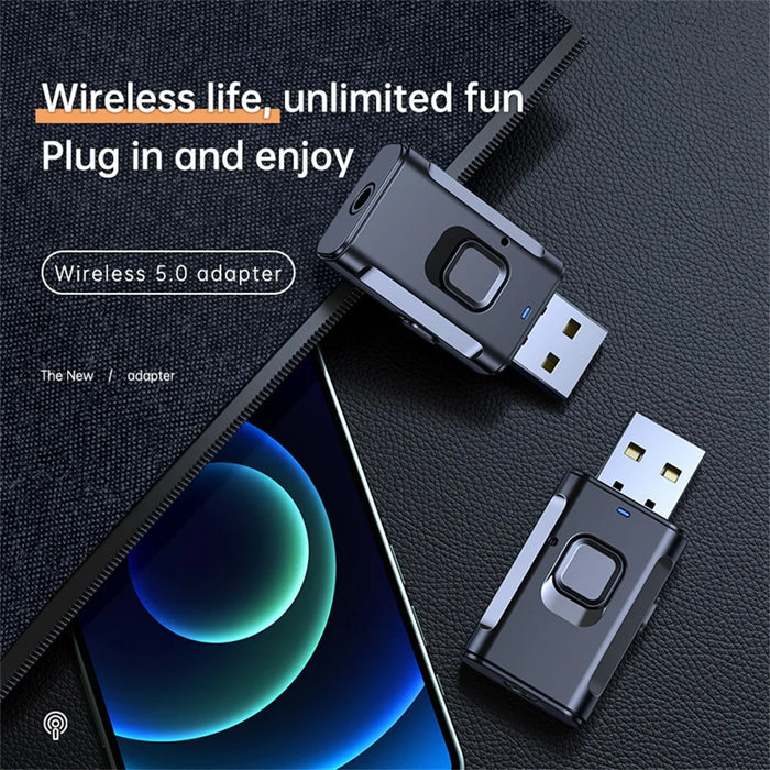 T9 USB Bluetooth-compatible Transmitter and Receiver with 3.5mm Audio Cable for Speaker, TV, Car Audio System - 2