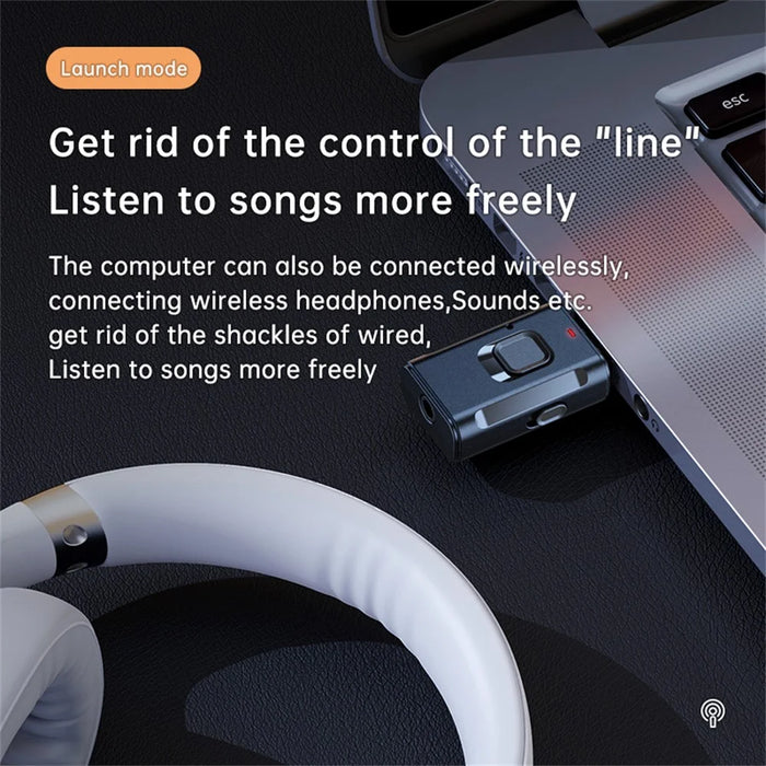 T9 USB Bluetooth-compatible Transmitter and Receiver with 3.5mm Audio Cable for Speaker, TV, Car Audio System - 4
