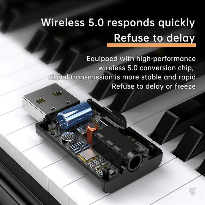 T9 USB Bluetooth-compatible Transmitter and Receiver with 3.5mm Audio Cable for Speaker, TV, Car Audio System - 5