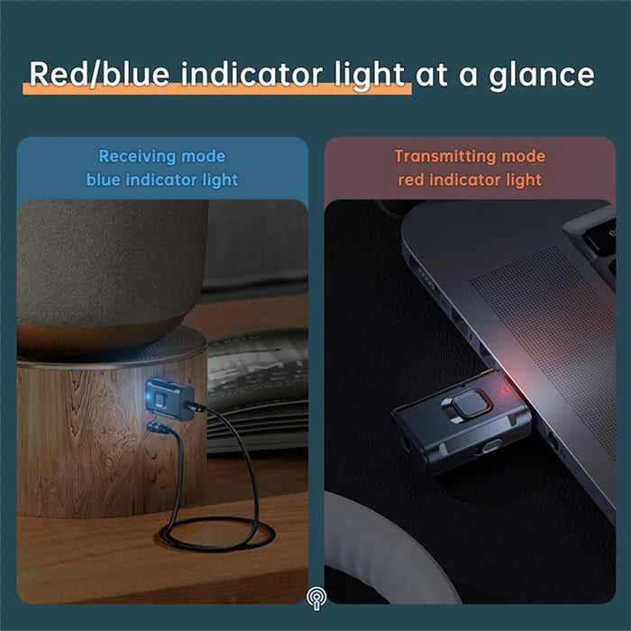 T9 USB Bluetooth-compatible Transmitter and Receiver with 3.5mm Audio Cable for Speaker, TV, Car Audio System - 7