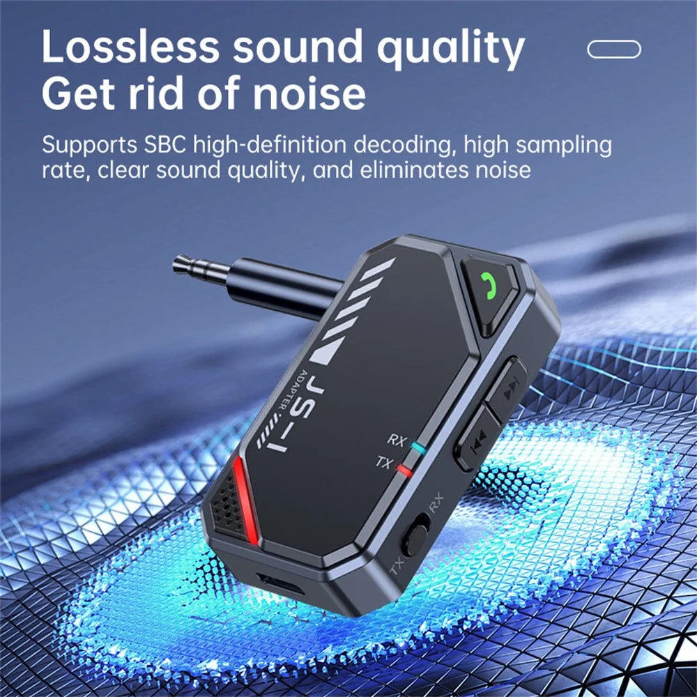 JS1 Bluetooth-compatible 5.4 Transmitter Receiver Car Audio 3.5mm AUX Adapter for Speaker Amplifier - 4