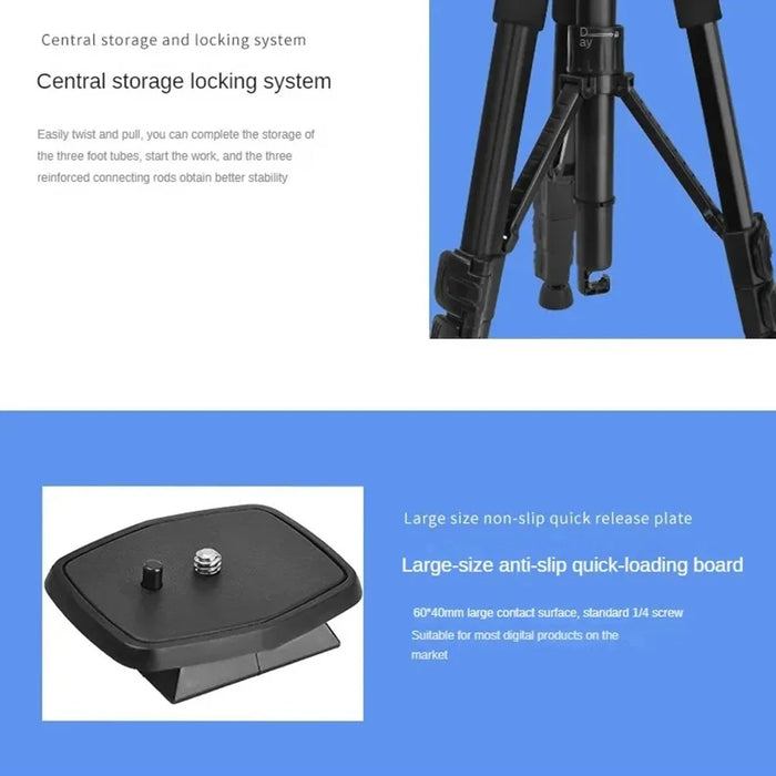 QZSD Q111H SLR Camera Phone Stand Aluminum Alloy+ABS Telescopic Live Streaming Photography Tripod - 5