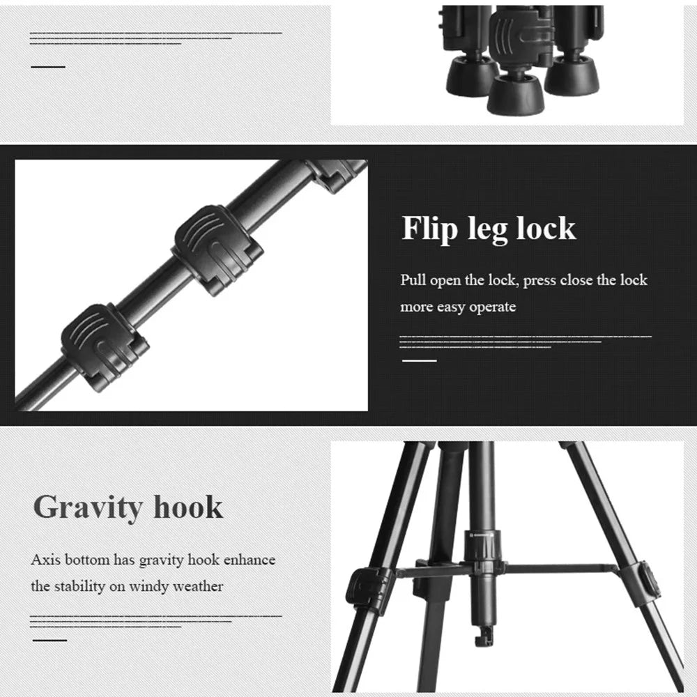 QZSD Q111S 152cm SLR Camera DV Floor Stand Telescopic Live Streaming Photography Tripod - 6