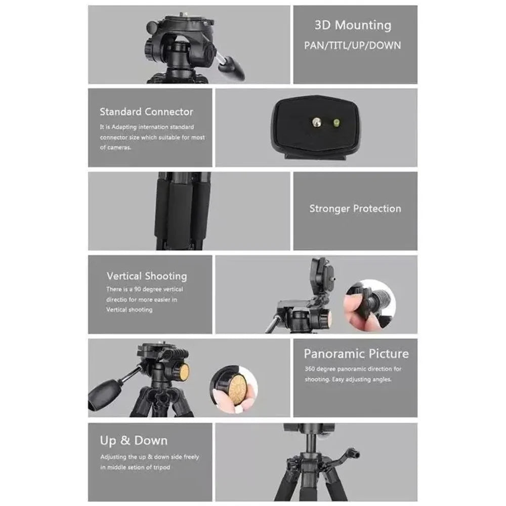 QZSD Q111 SLR Camera Floor Stand Aluminum Alloy + ABS Telescopic Live Streaming Photography Tripod - 7