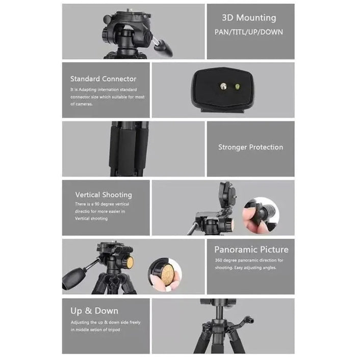 QZSD Q111 SLR Camera Floor Stand Aluminum Alloy + ABS Telescopic Live Streaming Photography Tripod - 7