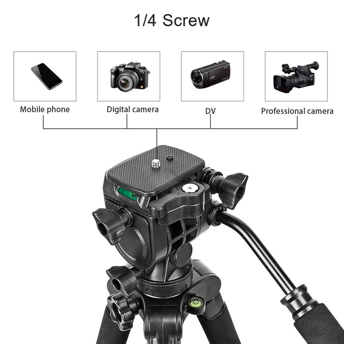 ZOMEI Q310 Photo Tripod Fluid Head Bracket 4-Section Large Size High Load-Bearing Mobile Phone Camera Universal, Black - 5