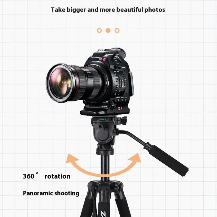 ZOMEI Q310 Photo Tripod Fluid Head Bracket 4-Section Large Size High Load-Bearing Mobile Phone Camera Universal, Black - 7