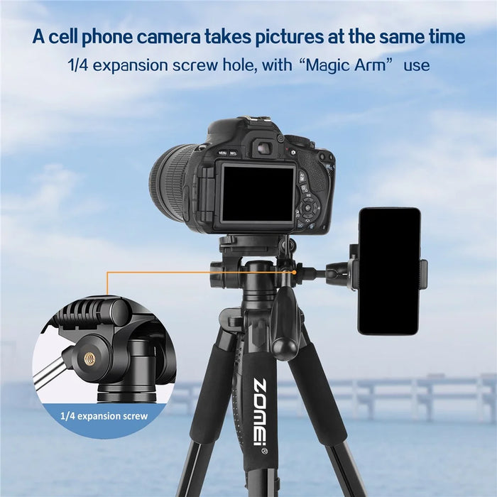 ZOMEI Q188 Camera Tripod SLR Camera Stand Mobile Phone Live Broadcast Stand Projector Fill Light Stand - Black - 6