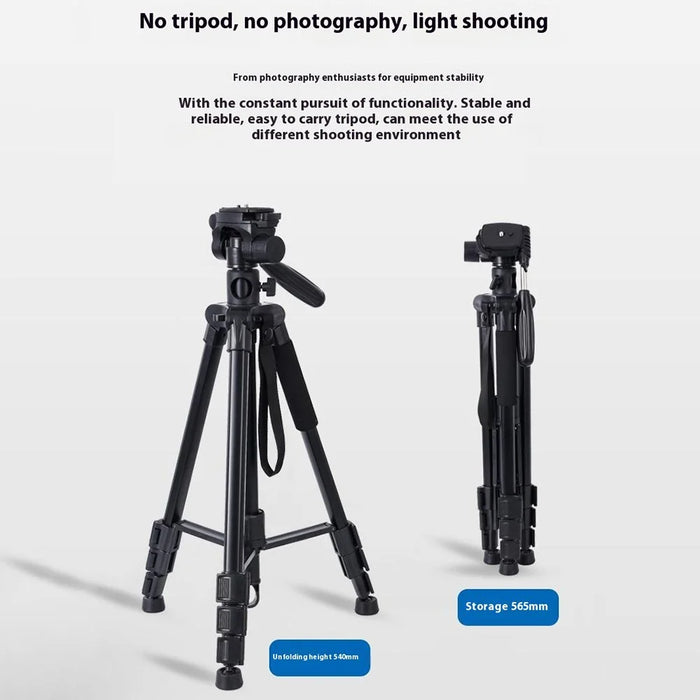 ZOMEI M1 Tripod Camera Bracket Center Axis Horizontal Mobile Phone Live Streaming Stand 4-Section Telescopic Stand, Black - 3
