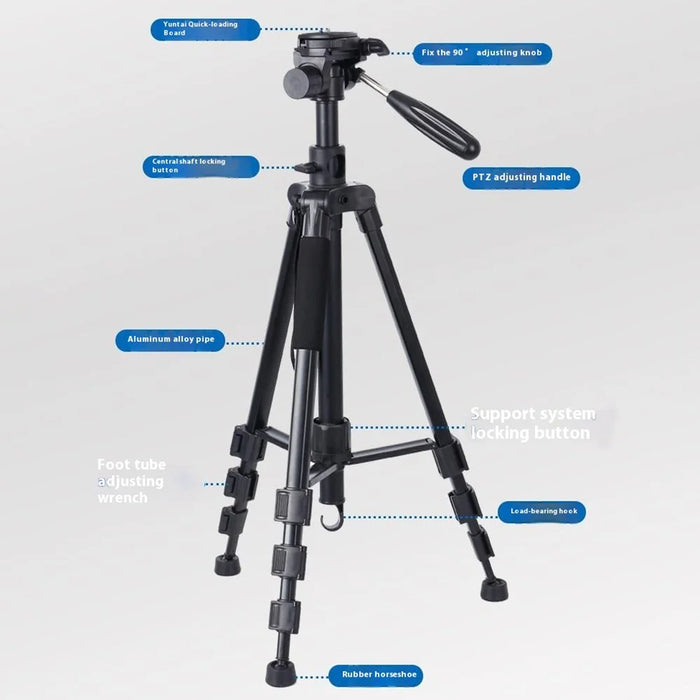 ZOMEI M1 Tripod Camera Bracket Center Axis Horizontal Mobile Phone Live Streaming Stand 4-Section Telescopic Stand, Black - 6