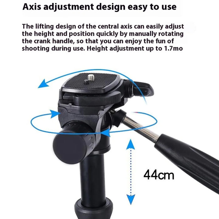 ZOMEI M1 Tripod Camera Bracket Center Axis Horizontal Mobile Phone Live Streaming Stand 4-Section Telescopic Stand, Black - 7
