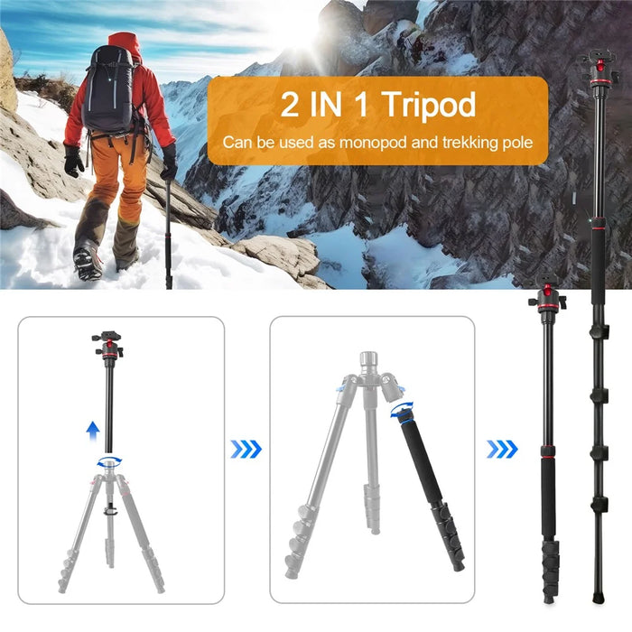 ZOMEI G200 Camera Tripod 2m 5-Section Multi-Function Folding Stand Universal Mobile Phone Live Broadcast Bracket - 7