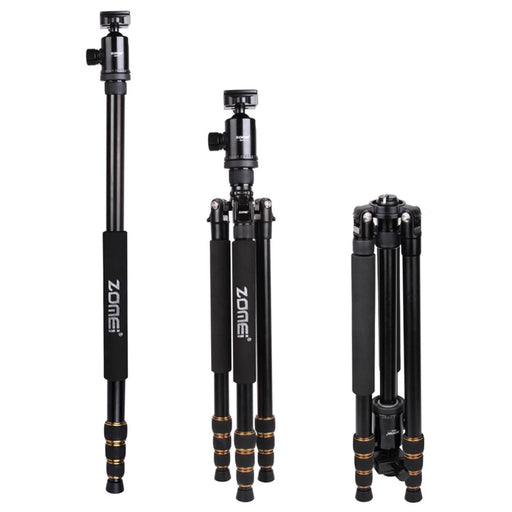 ZOMEI Z668 Photo Camera Tripod 4-Section Aluminum Alloy SLR Camera Floor Stand, Black - 2