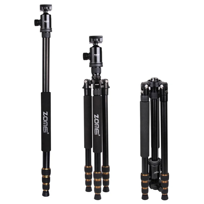 ZOMEI Z668 Photo Camera Tripod 4-Section Aluminum Alloy SLR Camera Floor Stand, Black - 2