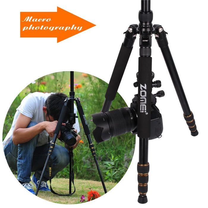 ZOMEI Z668 Photo Camera Tripod 4-Section Aluminum Alloy SLR Camera Floor Stand, Black - 3