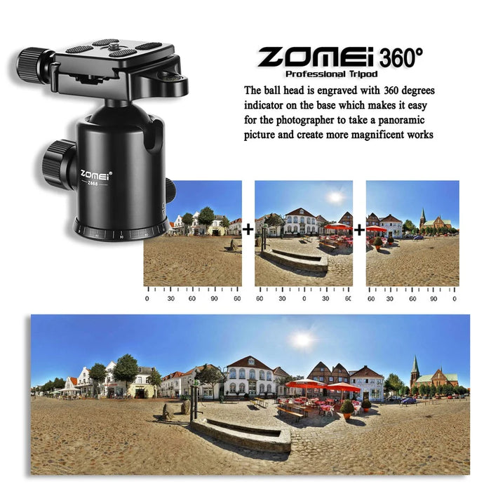 ZOMEI Z668 Photo Camera Tripod 4-Section Aluminum Alloy SLR Camera Floor Stand, Black - 6
