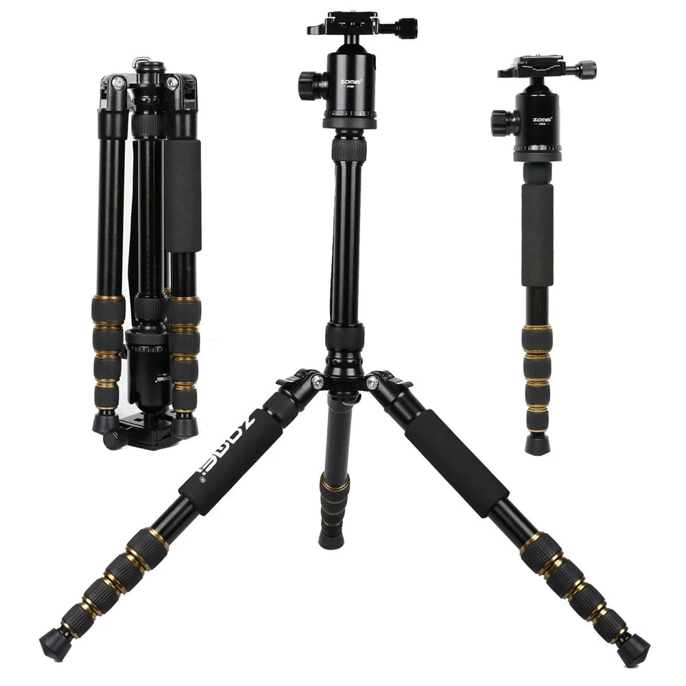 ZOMEI Z669 Camera Tripod 5-Section Legs Aluminum Alloy Multi-Function Bracket Ball Head, Black - 2