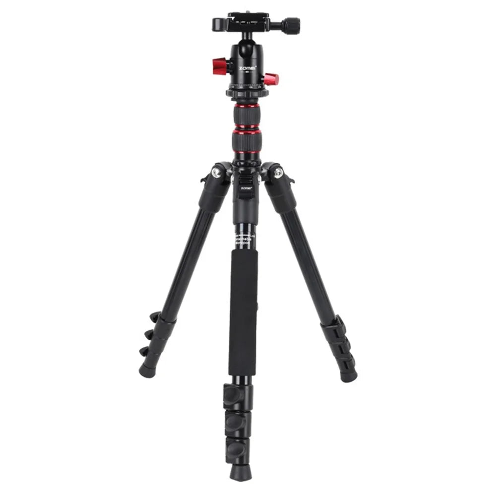 ZOMEI M5 Photo Camera Lightweight Travel Aluminum Tripod Monopod Compact Portable Photo 4-Section Tripod Stand, Black - 1