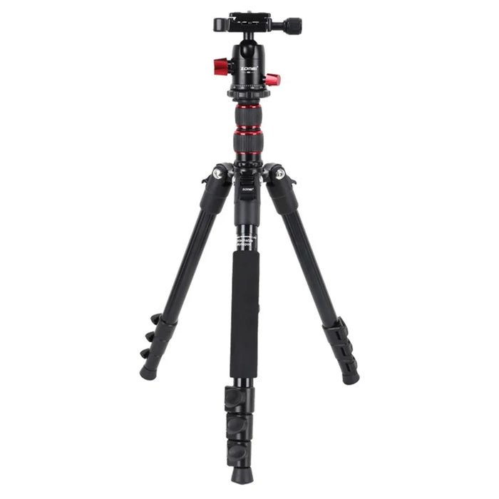 ZOMEI M5 Photo Camera Lightweight Travel Aluminum Tripod Monopod Compact Portable Photo 4-Section Tripod Stand, Black - 1