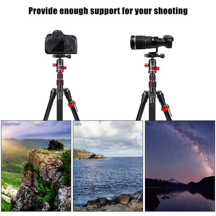 ZOMEI M5 Photo Camera Lightweight Travel Aluminum Tripod Monopod Compact Portable Photo 4-Section Tripod Stand, Black - 4