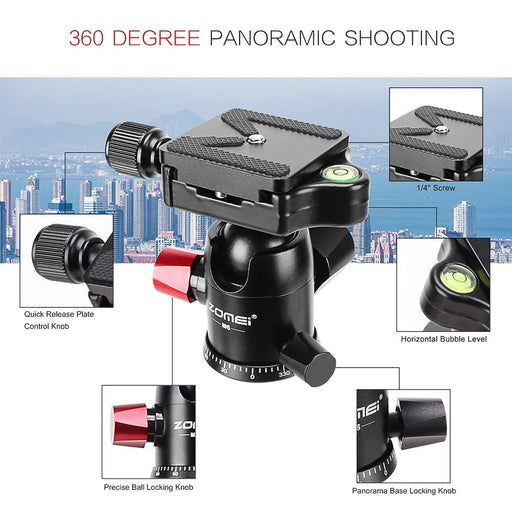 ZOMEI M6 Camera Tripod Mobile Phone Live Broadcast Bracket Aluminum Alloy 4-Section Tripod Stand - 2